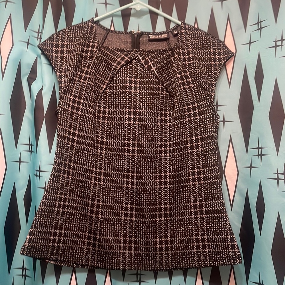 *NWOT* NY&CO 7th Avenue Design Studio Plaid Cap Sleeve Square Neck Blouse- sz M